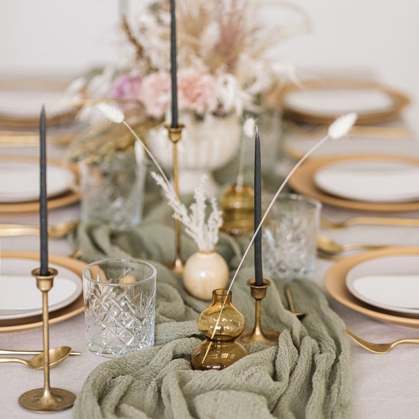 Boho Wedding table decor Sage Green Cheesecloth table runner Rustic Wedding arch decor Fall wedding centerpieces rehearsal dinner