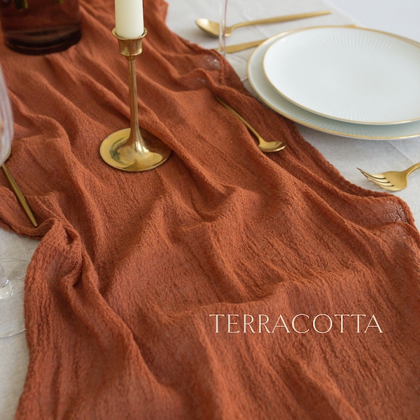 Terracotta Wedding centerpiece Cheesecloth Fall table runner Boho wedding arch decor Fall baby shower decorations Thanksgiving table decor