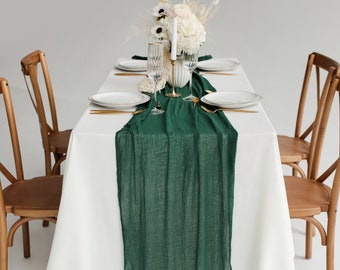 Emerald Green gauze table runner / Boho Wedding table decor Sweetheart table decor Wedding arch decor Rustic wedding centerpiece
