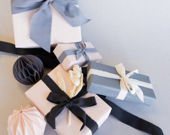 Ruban de Noël teint à la main pour bouquet de mariée Emballage cadeau réutilisable Ruban teint à la main pour invitation de mariage RibboC en soie de coton