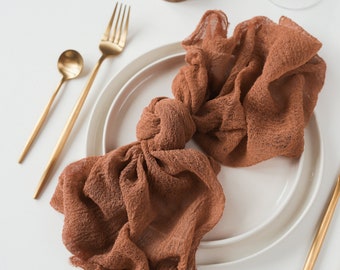 Burnt Orange cloth napkins Boho wedding napkins Rust gauze dinner napkins Terracotta Wedding table centerpiece Thanksgiving table decor