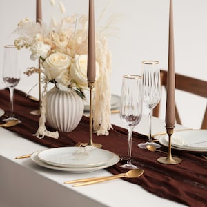 Fall Wedding centerpiece Brown Cheesecloth table runner Wedding arch decor Rustic wedding table decor Fall baby shower decoration