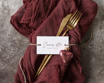 Burgundy Boho Wedding Cheesecloth Maroon table runner Wedding arch tape Rustic wedding centerpiece Christmas table decor