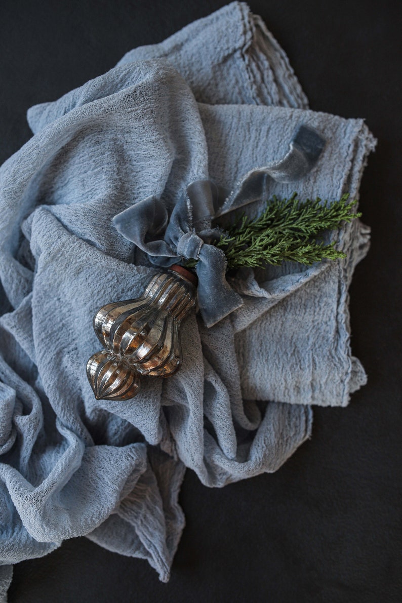 Dusty Blue Boho Wedding Cheesecloth Table Runner Wedding Arch Etsy