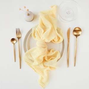 Fall wedding napkins Yellow Cream cheesecloth napkins Woodland Baby shower decoration Cloth napkins Boho wedding table decor Gauze napkins