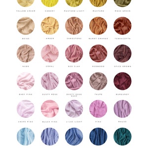 May include: A colour chart with 36 fabric swatches in various colours, including white, ivory, yellow, beige, red, pink, blue, green, and grey. The chart is titled "Emma's Attic Colors".