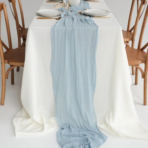 Light Dusty Blue table runner Sweetheart table decor Boho Wedding table runner Winter Wedding centerpiece Beach wedding ceremony Baby shower image 5