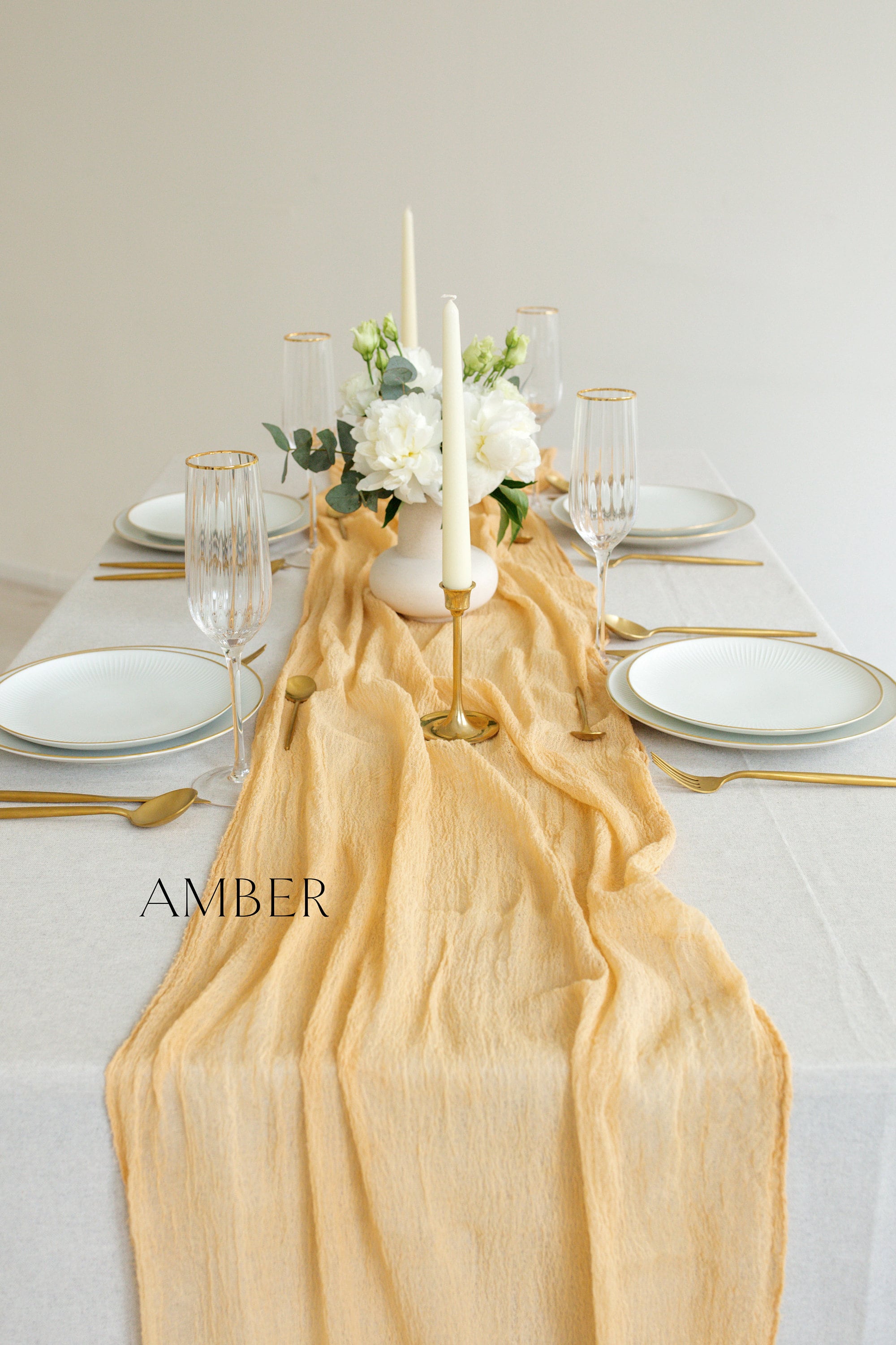 DOLOPL 3-Piece Fall Thanksgiving Table Runners - Rust Cheesecloth 10ft Long For Boho Wedding & Holiday Decor - View #2