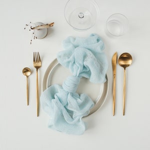 Baby Blue wedding napkins Boho table decor Elephant Baby Shower decor cheesecloth napkins Rustic wedding gauze napkins Boho Wedding napkins image 1