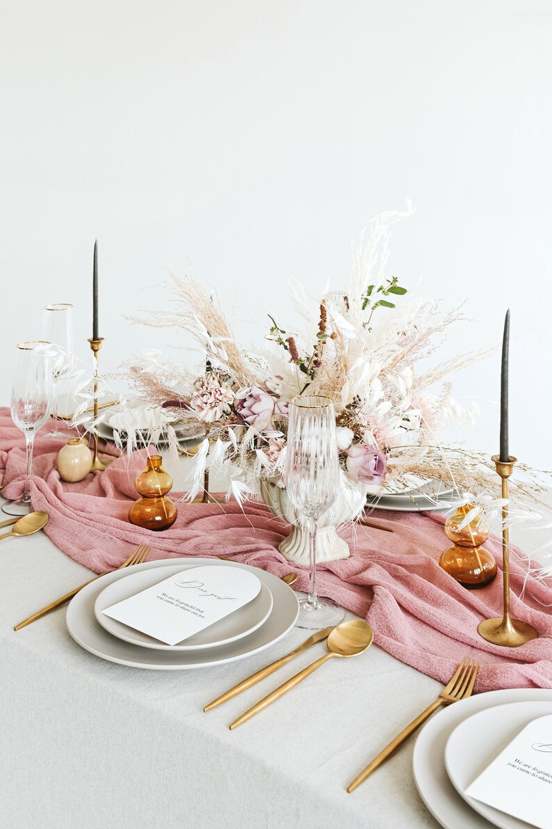 Dusty Rose Boho Wedding Cheesecloth table runner Wedding arch Etsy