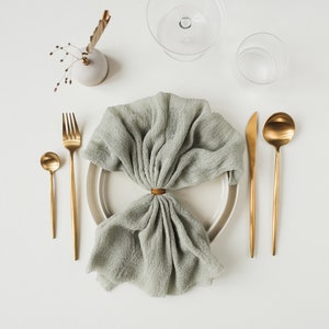 Sage Green wedding napkins Woodland baby shower decor Fall table decor Boho Cheese cloth napkins Rustic wedding decor Gauze napkins