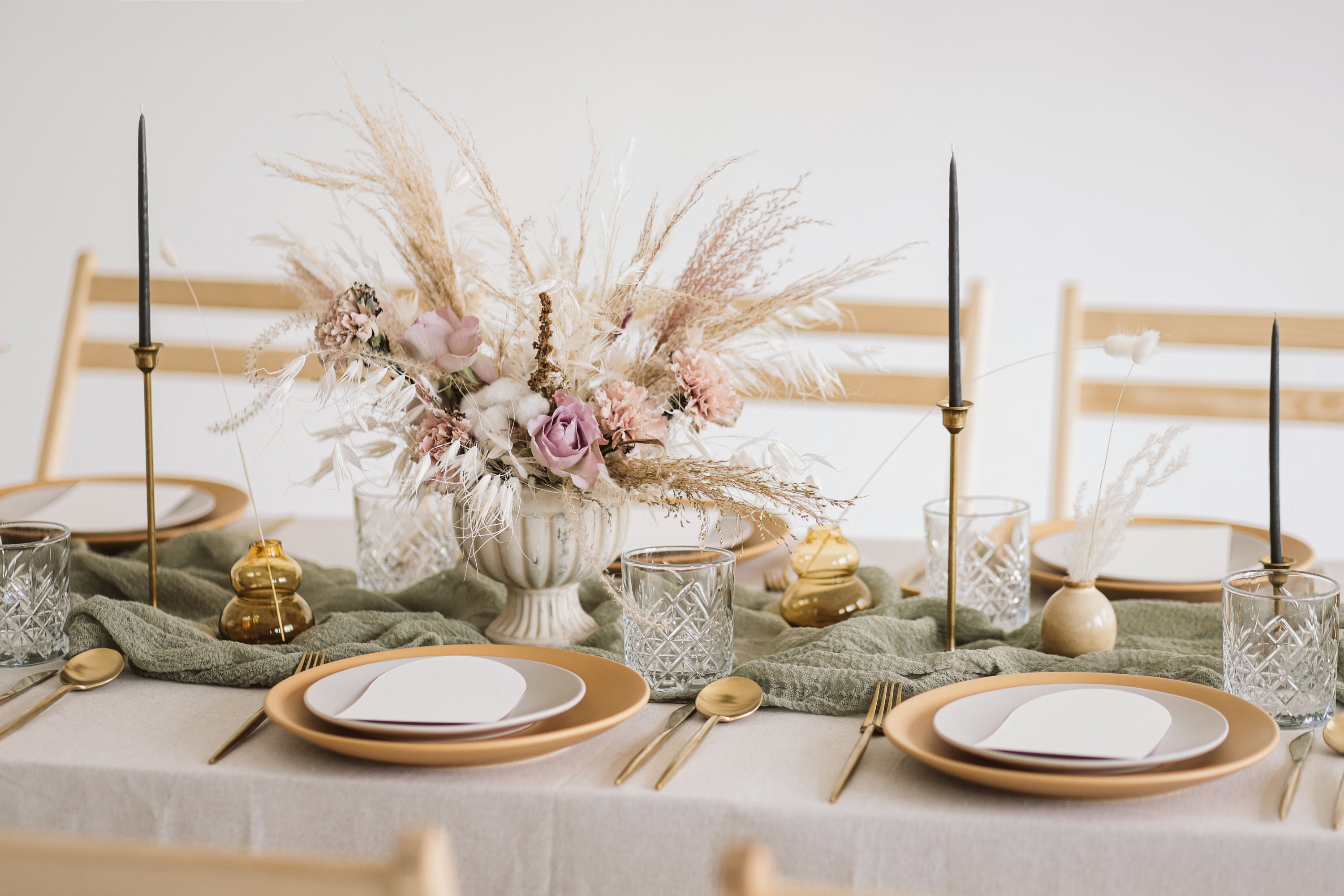 Runner da tavolo verde salvia Decorazioni per la tavola di nozze Boho Garza  Decorazioni per la fattoria Cena di prova Decorazioni per la tavola del  Ringraziamento Runner da tavola autunnale 