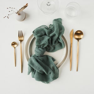 Deep Sage Green Wedding napkins Christmas table decor Table centerpiece Cheesecloth napkins Wedding arch decor Cloth napkins Gauze napkins