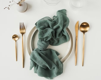 Deep Sage Green Wedding napkins Christmas table decor Table centerpiece Cheesecloth napkins Wedding arch decor Cloth napkins Gauze napkins