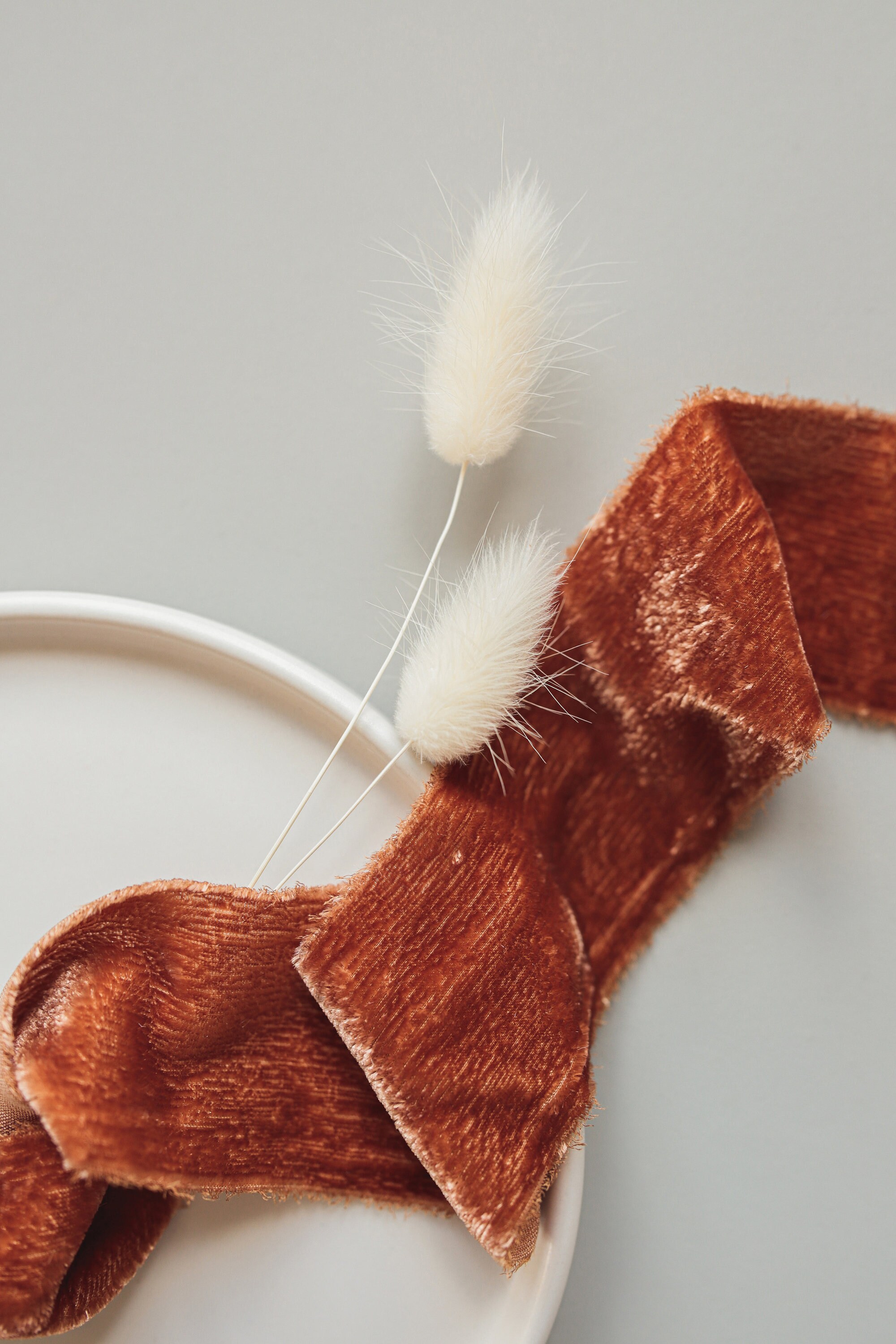 Silk Velvet Ribbon Burnt Orange / 3 yards / raw edge ribbon Etsy