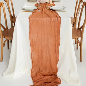 Fall Table Runner thanksgiving table decor Cheesecloth table runner Wedding arch decor Rustic wedding centerpiece rehearsale dinner image 8