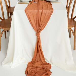 Terracotta Wedding centerpiece Boho Wedding decor Cheesecloth table runner Fall Wedding arch decor Rustic rehearsal dinner decorations image 9