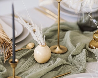 Sage Green Boho Wedding Cheesecloth camino de mesa Cinta de arco de boda Pieza central de boda rústica Ceremonia de arena Decoración rústica del cenador de la boda