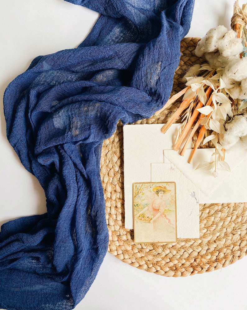 Navy Blue Wedding Cheesecloth Table Runner Boho Wedding Arch Etsy