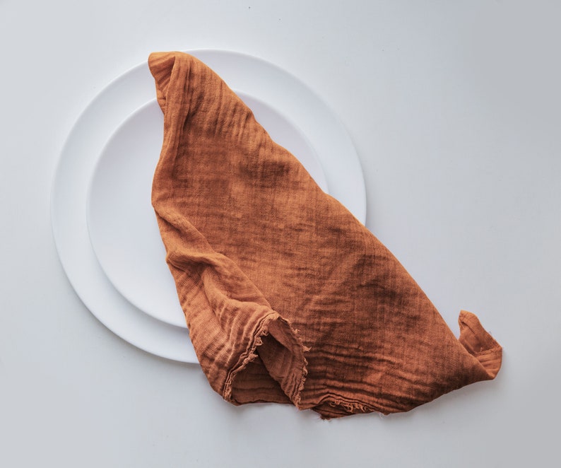 Burnt Orange Cotton Gauze Napkin Rustic Wedding Gauze Napkin Etsy