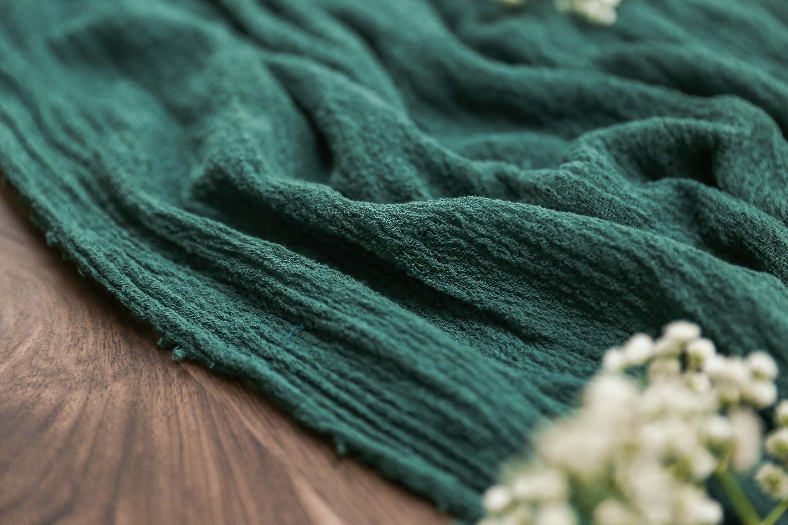 Emerald Green Boho Wedding Cheesecloth Table Runner Wedding Etsy
