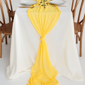 Canary Yellow Boho Wedding table decor Cheesecloth table runner Rustic wedding centerpiece Fall Baby Shower decor Thanksgiving table decor