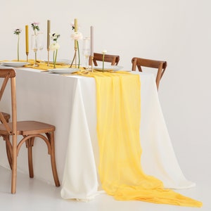 Canary Yellow Boho Wedding table decor Cheesecloth table runner Rustic wedding centerpiece Fall Baby Shower decor Thanksgiving table decor