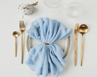 Light Blue cheesecloth napkin Rustic wedding gauze napkin Wedding napkin Cheese cloth napkins Boho Wedding napkins
