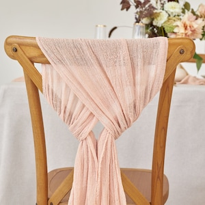 Boho wedding ceremony decor Bridal shower chair cover Wedding chair decor Beach Wedding aisle decor Gauze Chair sash