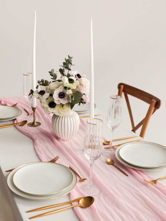 Blush Rosa Hochzeit Tischläufer Boho Hochzeit Mittelstück Käsetuch Läufer Frühling Hochzeit Bogen Dekor Outdoor Hochzeit Tischdeko