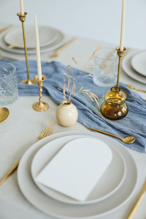 Dusty Blue Table Runner Boho Wedding Table Decor Cheesecloth Etsy