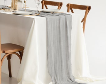 Runner Da Tavola Lungo 300 Cm In Stile Boho - Garza Di Cotone Per Buffet E Tavolo Dei Formaggi - Colore Naturale - 3