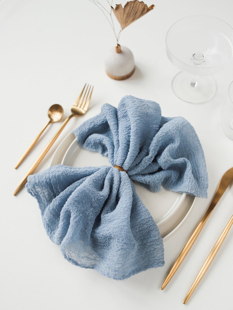 Dusty Blue Cheesecloth Napkin Rustic Wedding Gauze Napkin Etsy