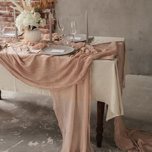 Fall Table Runner thanksgiving table decor Cheesecloth table runner Wedding arch decor Rustic wedding centerpiece rehearsale dinner image 10