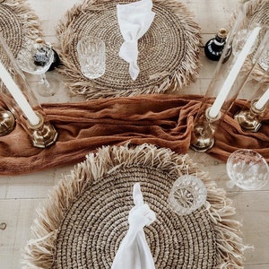 Terracotta Wedding centerpiece Boho Wedding decor Cheesecloth table runner Fall Wedding arch decor Rustic rehearsal dinner decorations image 6