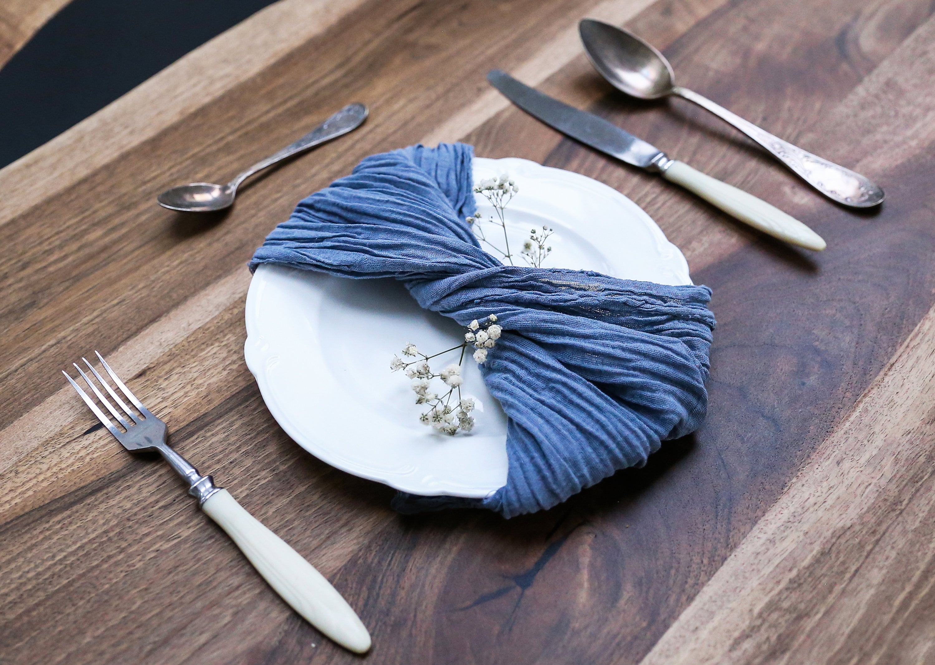 Dusty Blue Cotton gauze napkin Rustic wedding gauze napkin Etsy