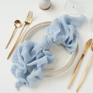 Dusty Blue Light Wedding Napkins Boho wedding table decor Cheesecloth napkins Baby shower table centerpiece gauze napkins Cloth napkins