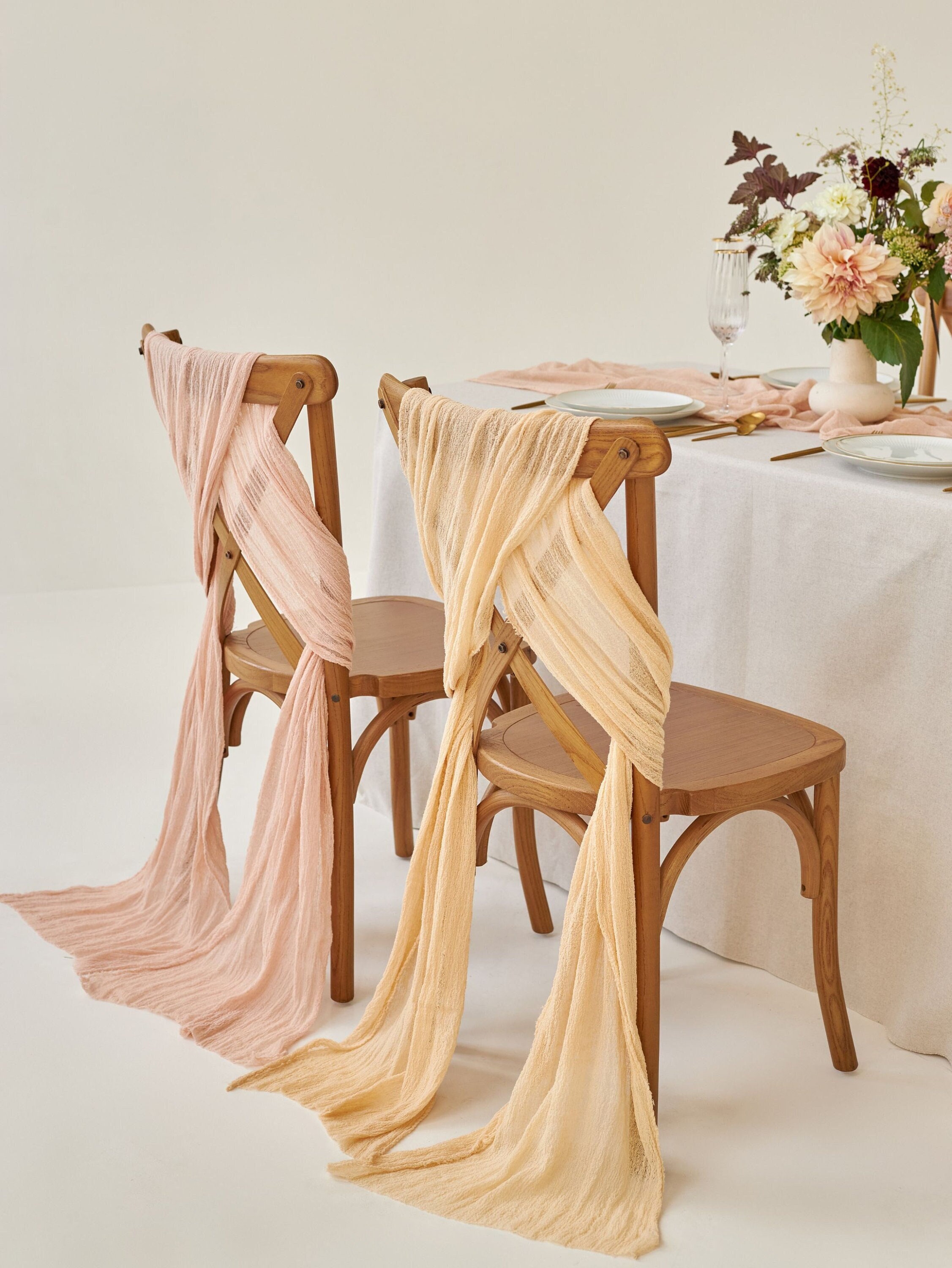 Ombre wedding ceremony decor Chair Sash for Bridal shower chair cover Boho Wedding chair decor Beach Wedding aisle decor Gauze Chair sashes