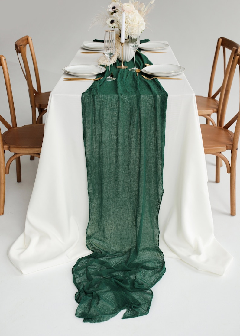 Emerald Green Gauze Table Runner / Boho Wedding Table Decor Etsy