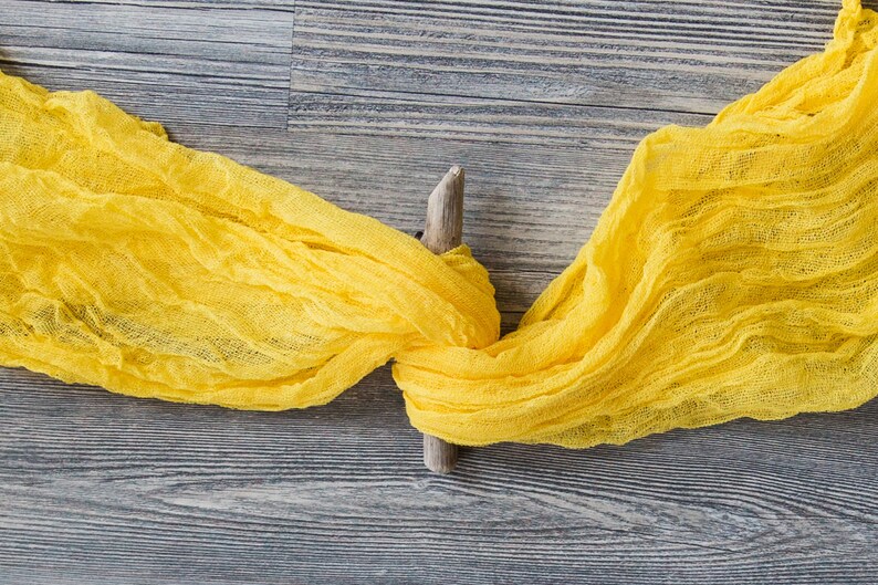Canary Yellow Boho Wedding table decor Cheesecloth table runner Rustic wedding centerpiece Fall Baby Shower decor Thanksgiving table decor