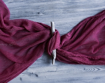 Burgundy Boho Wedding Cheesecloth Maroon table runner Wedding arch tape Rustic wedding centerpiece Christmas table decor