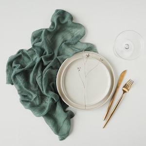 Deep Sage Green Wedding napkins Cheesecloth napkins Boho wedding decor Cloth napkins Gauze napkins Thanksgiving table decor Rehearsal dinner