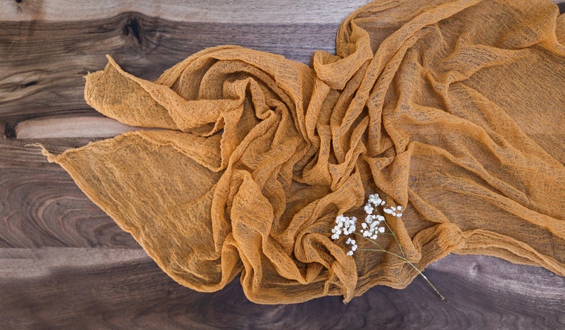 Amber Boho Wedding Cheesecloth table runner Wedding arch tape Rustic wedding centerpiece Sand ceremony Rustic wedding arbor decor