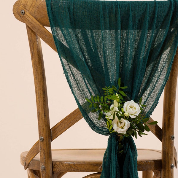 Green Wedding Chair Sash for wedding aisle decor Rustic wedding chair cover Boho Wedding decor Gauze Chair sashes Emerald chair decor