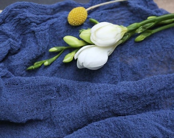 Navy Blue Wedding centerpieces Cheesecloth table runner Boho Wedding arch decor Winter wedding table decor Blue baby shower Gauze fabric