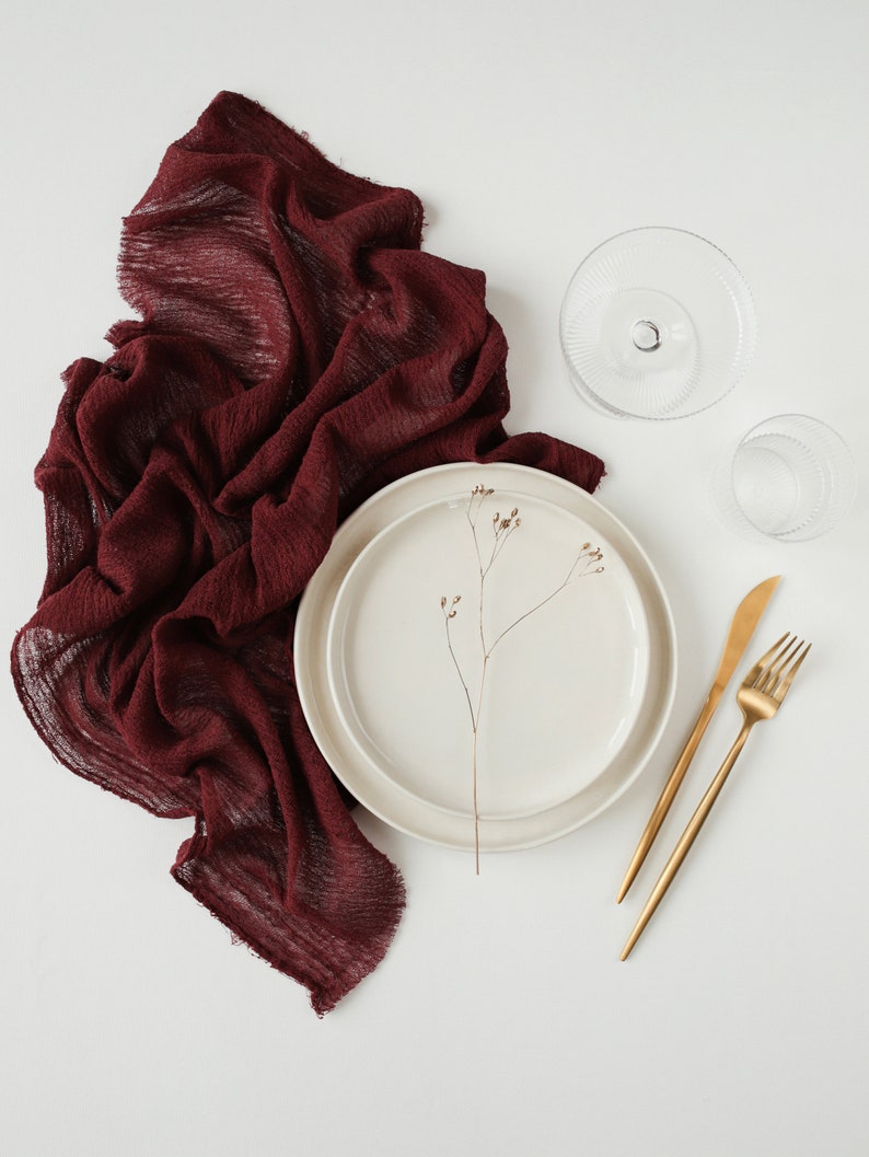 BURGUNDY Fall Wedding Napkins Cheesecloth Napkins Boho Wedding Etsy