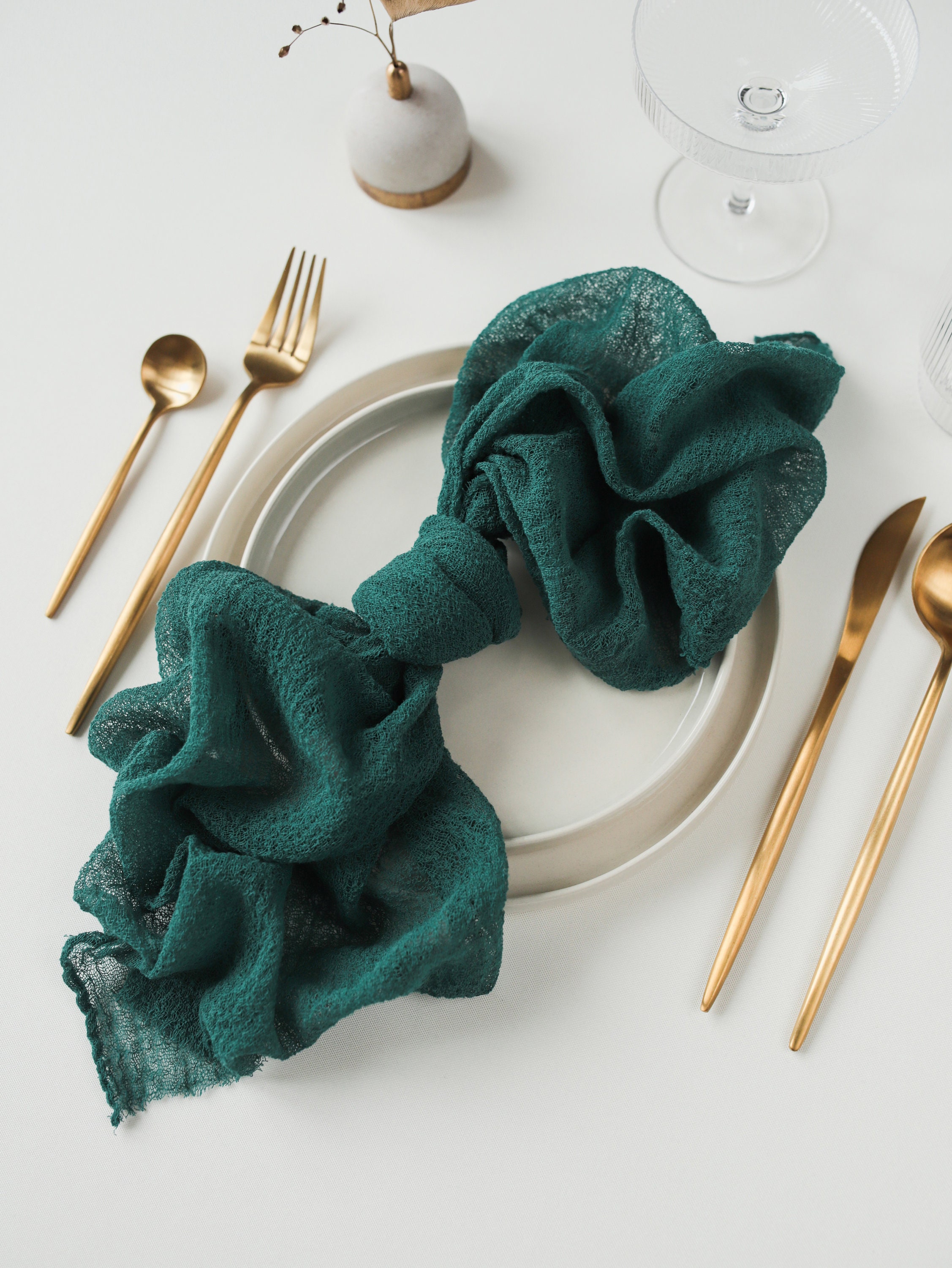 Emerald Green cheesecloth napkin Rustic wedding gauze napkin Wedding napkin Cheese cloth napkins Boho Wedding napkins