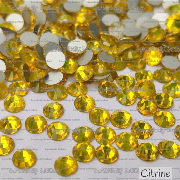 Rhinestones - Citrine - multiple sizes, high quality, flat back, non hotfix, 1440 pieces