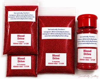 Blood Drive Glitter 1/128 | True Red Ultra Fine Glitter for Tumblers, Resin & Nails | Solvent Resistant Craft Glitter