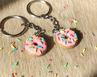 Cute Clay Donut Keychain - Handmade Kawaii Sweet Treats Cute Miniature Bag Charm